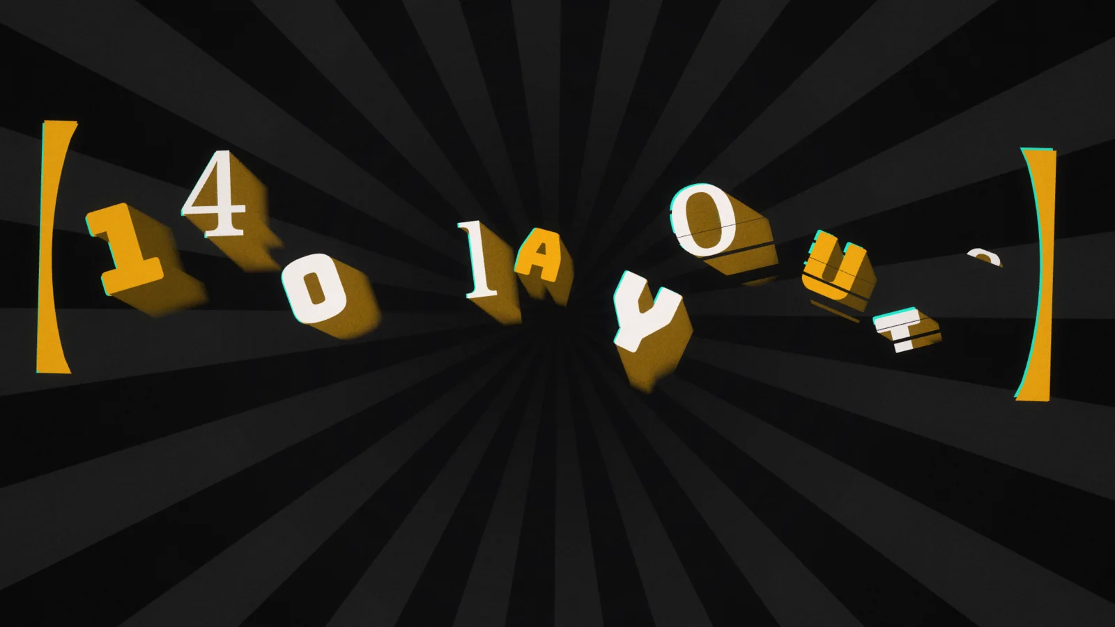Lyric scene frame: 140 layouts in rotating 3D letters